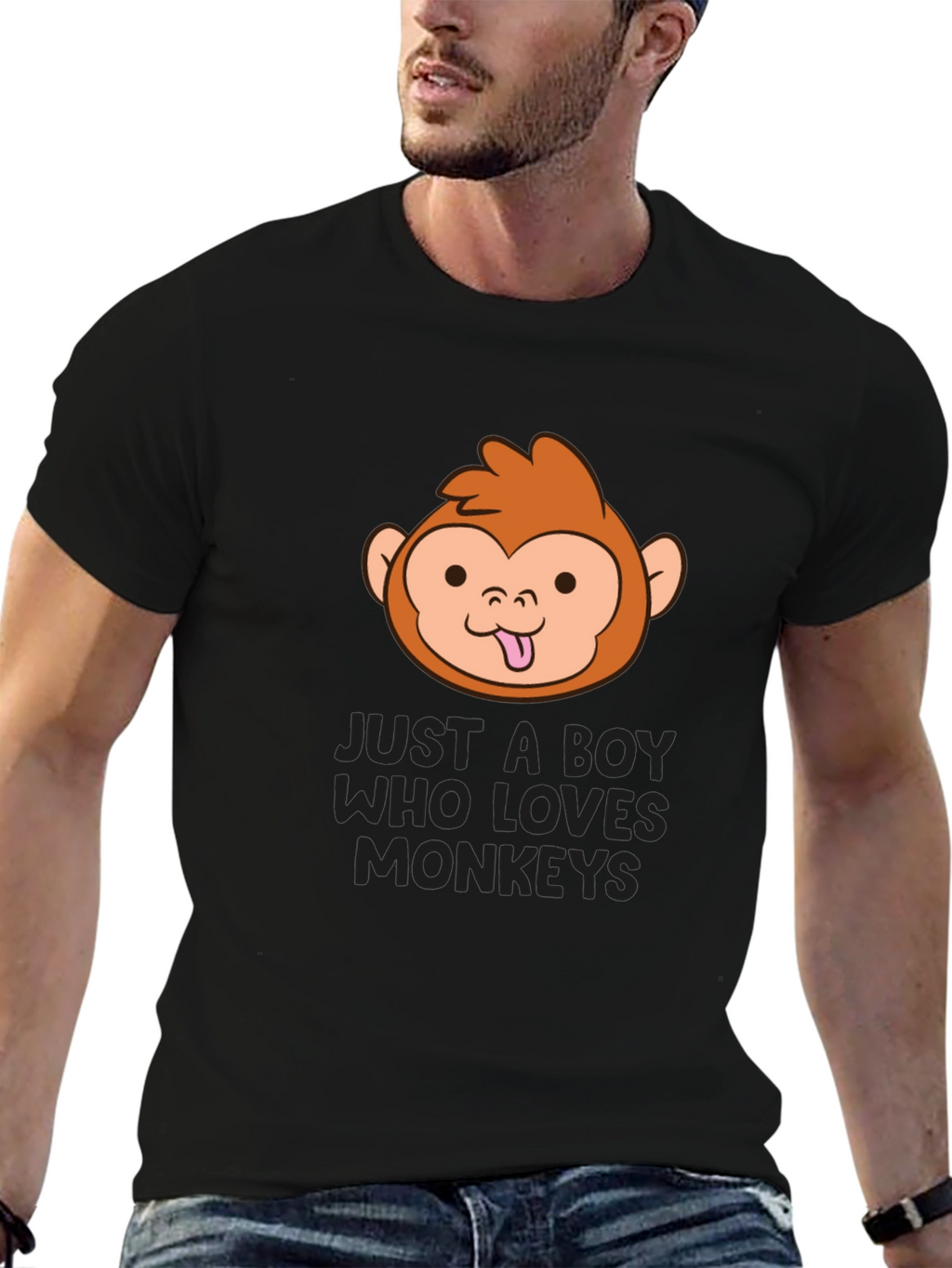 Funny Monkey Lover Boys Black T-Shirt