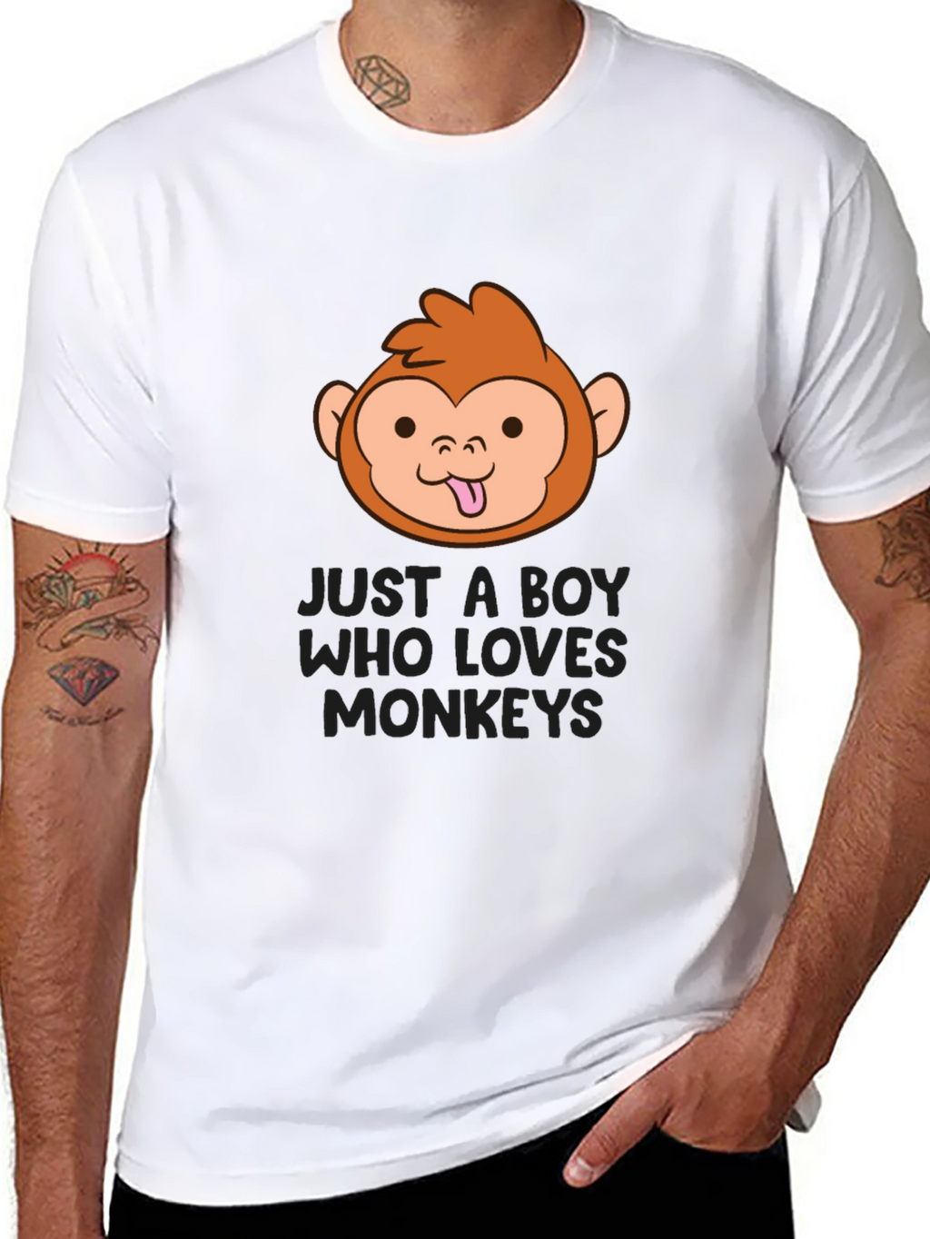 Funny Monkey Lover Boys Black T-Shirt