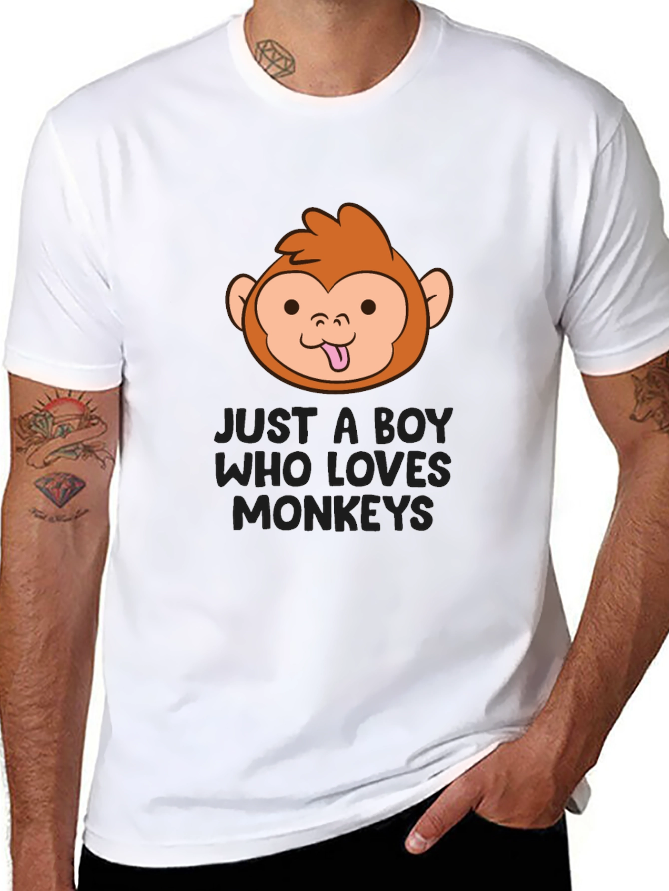 Funny Monkey Lover Boys Black T-Shirt