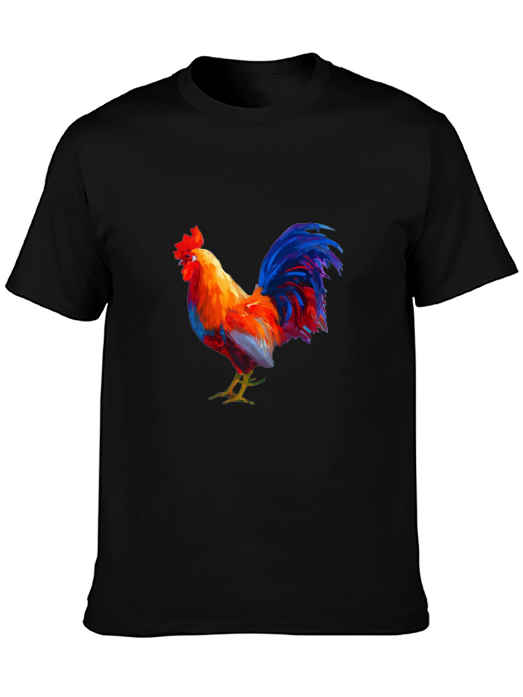 Rooster Graphic Tee - Black Cotton T-Shirt