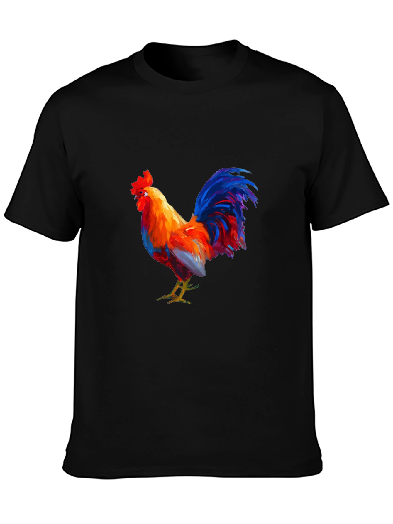 Rooster Graphic Tee - Black Cotton T-Shirt