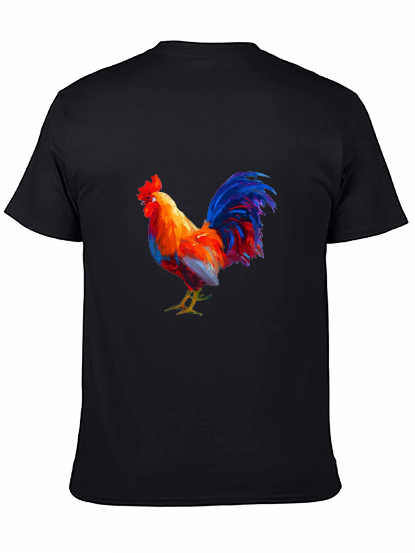 Rooster Graphic Tee - Black Cotton T-Shirt