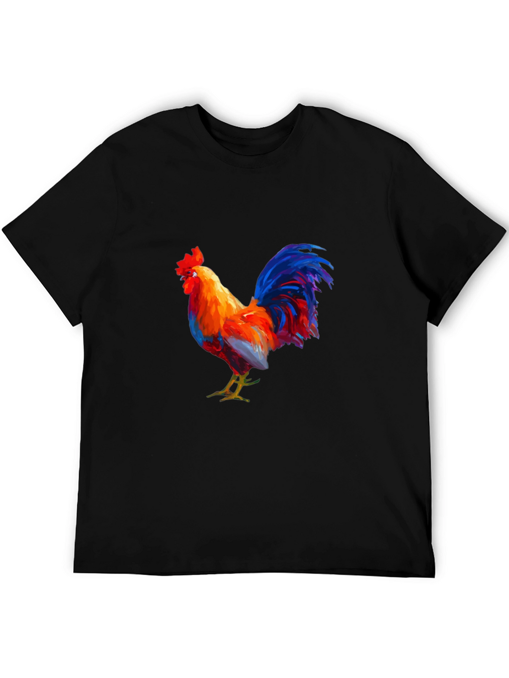 Rooster Graphic Tee - Black Cotton T-Shirt