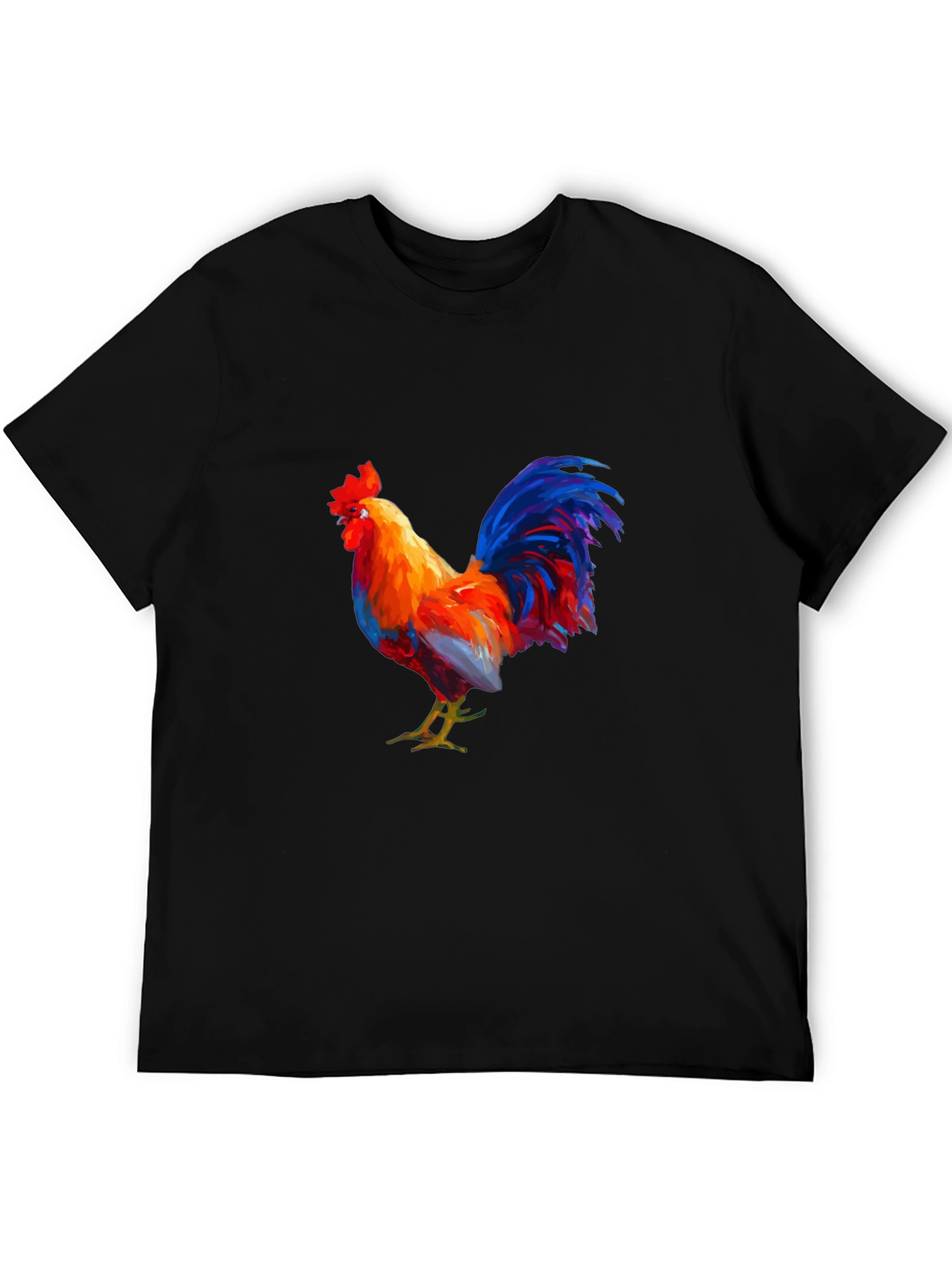 Rooster Graphic Tee - Black Cotton T-Shirt