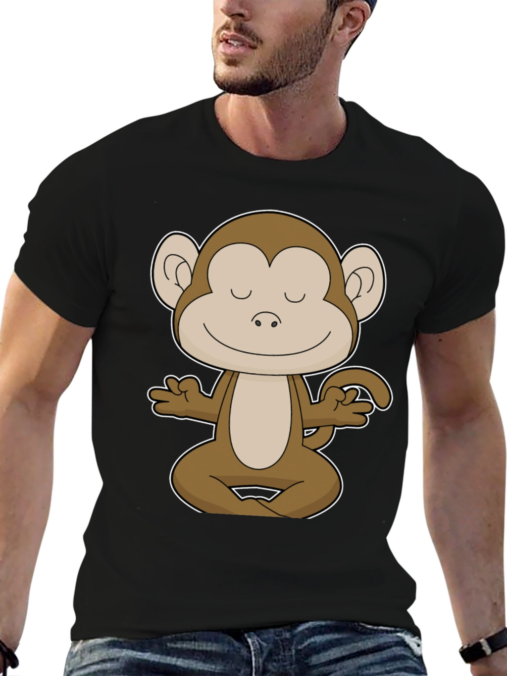 Meditating Monkey Graphic Tee - Yoga Funny T-Shirt