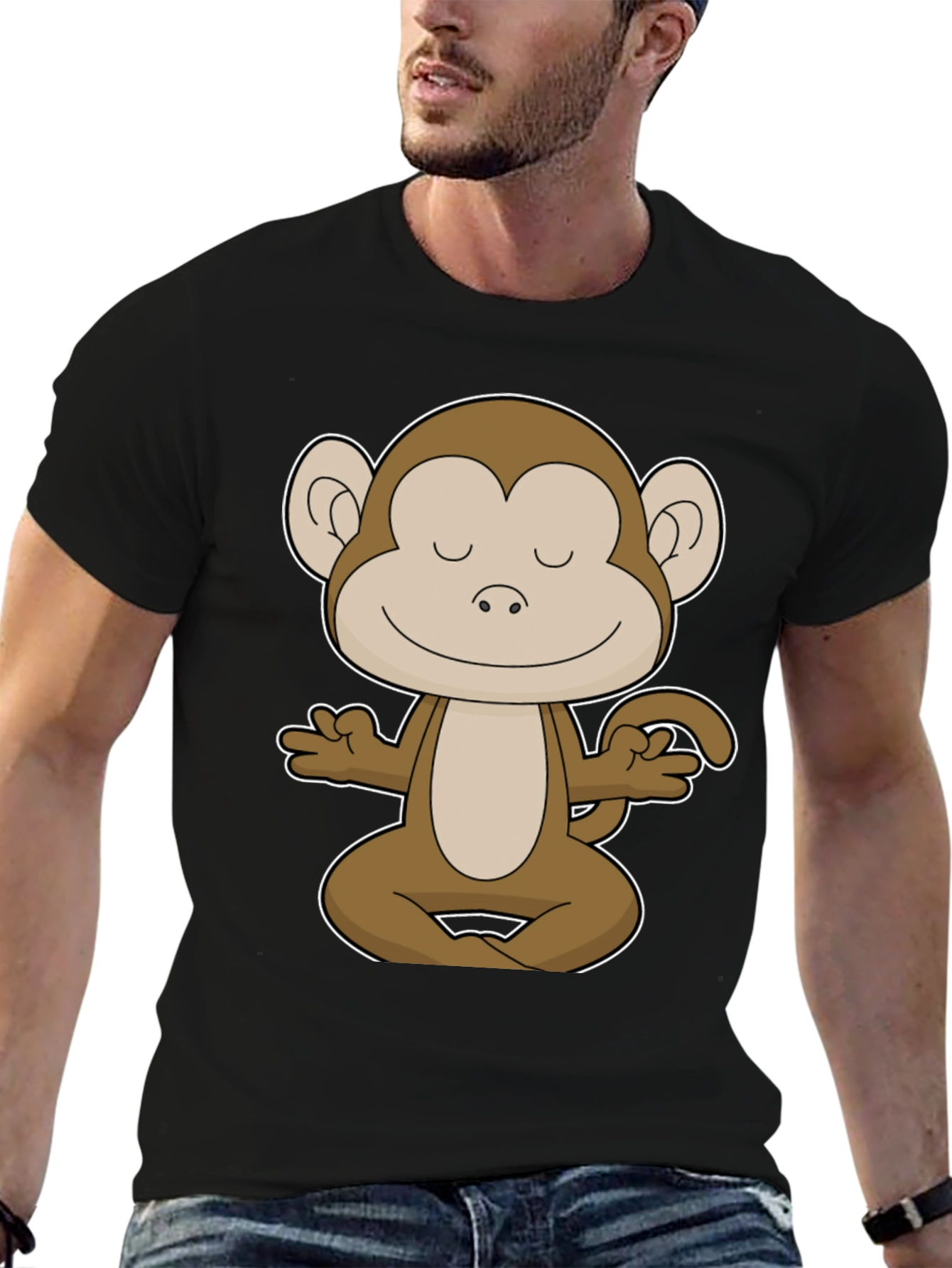 Meditating Monkey Graphic Tee - Yoga Funny T-Shirt