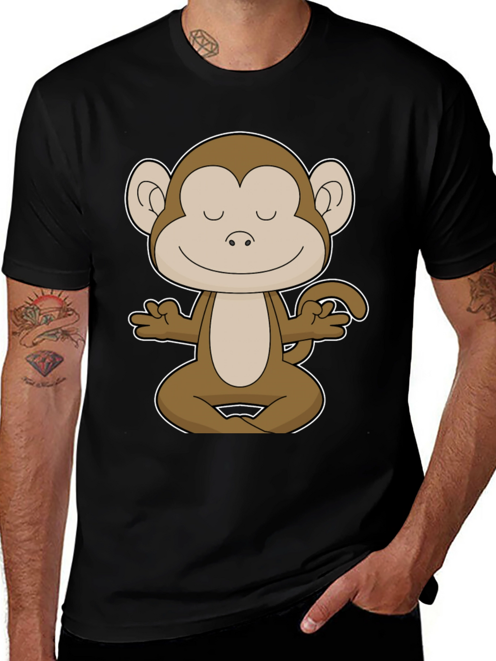 Meditating Monkey Graphic Tee - Yoga Funny T-Shirt