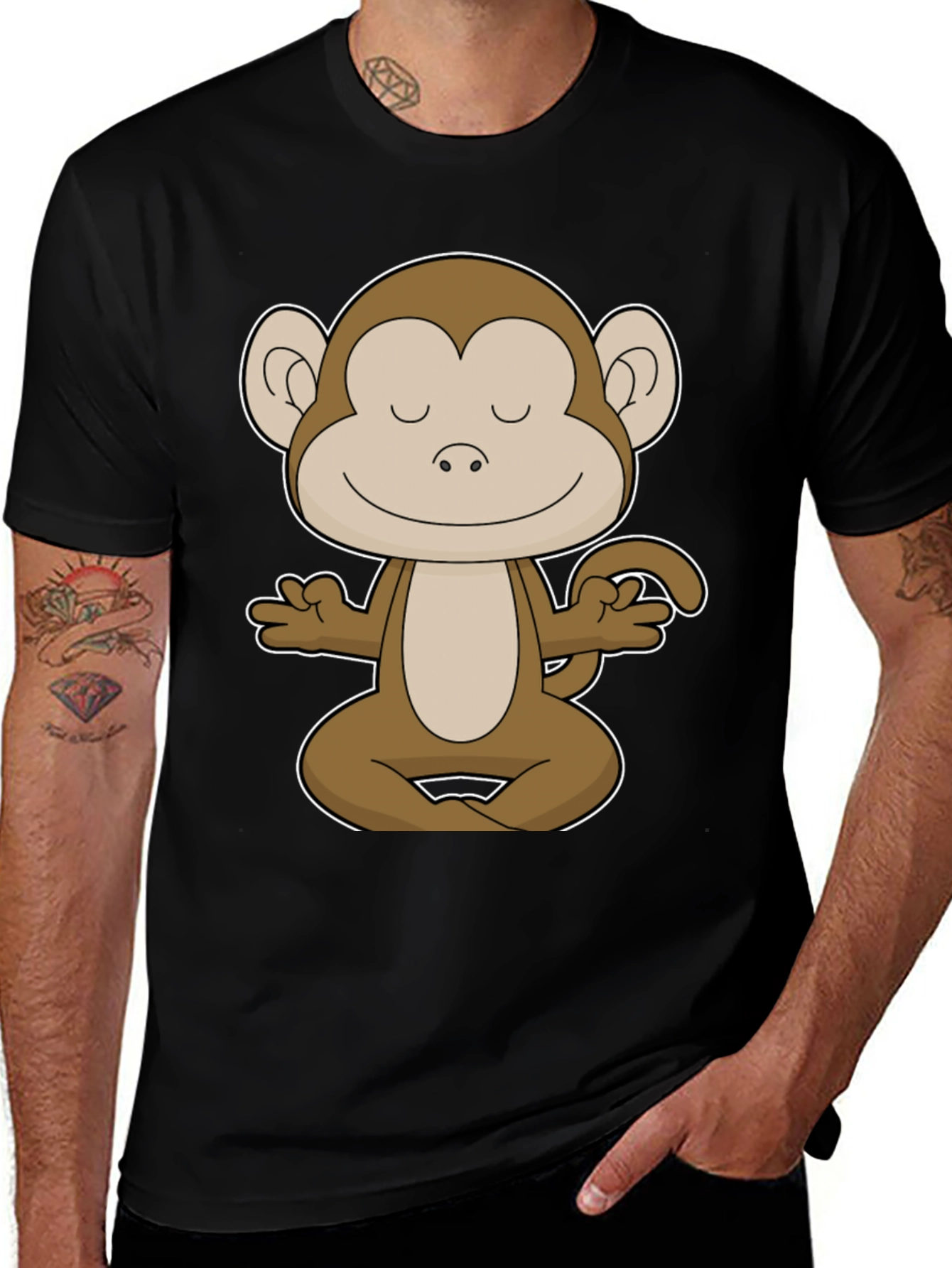 Meditating Monkey Graphic Tee - Yoga Funny T-Shirt