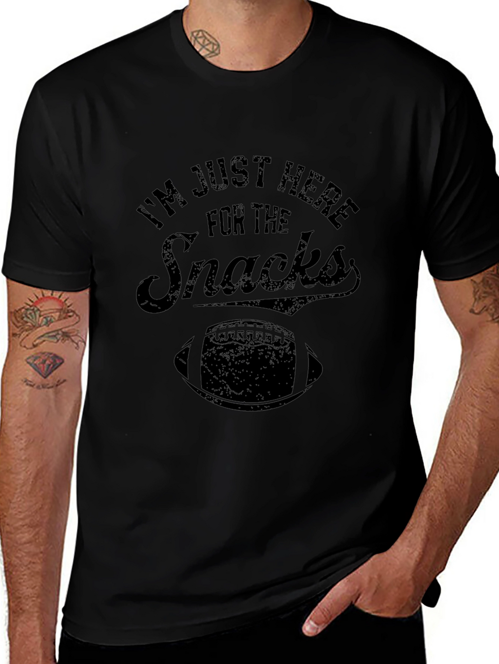 Im Just Here for the Snacks Football T-Shirt