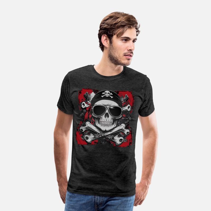 Skull Biker Pirate T-Shirt – Cool Skeleton bandana