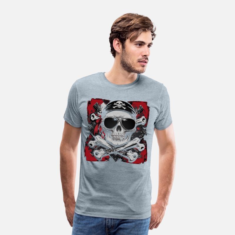 Skull Biker Pirate T-Shirt – Cool Skeleton bandana