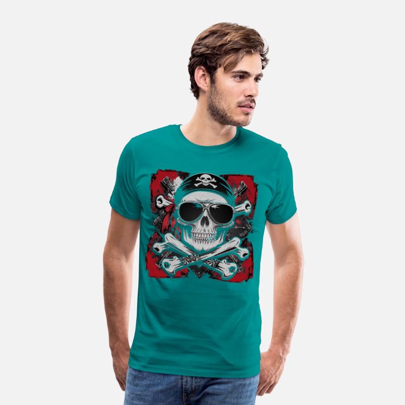 Skull Biker Pirate T-Shirt – Cool Skeleton bandana