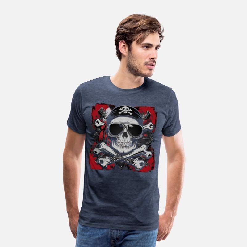Skull Biker Pirate T-Shirt – Cool Skeleton bandana