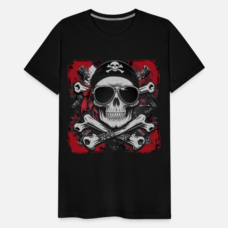 Skull Biker Pirate T-Shirt – Cool Skeleton bandana
