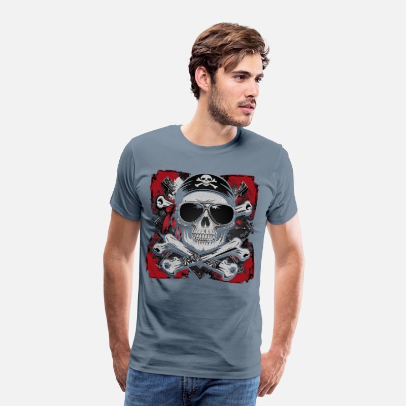 Skull Biker Pirate T-Shirt – Cool Skeleton bandana