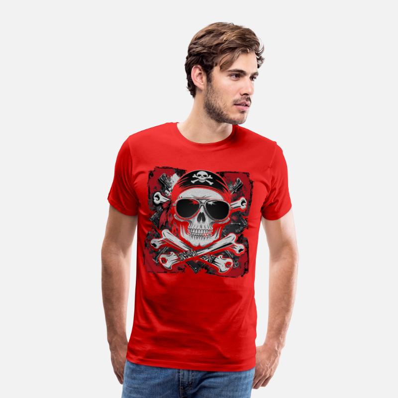 Skull Biker Pirate T-Shirt – Cool Skeleton bandana