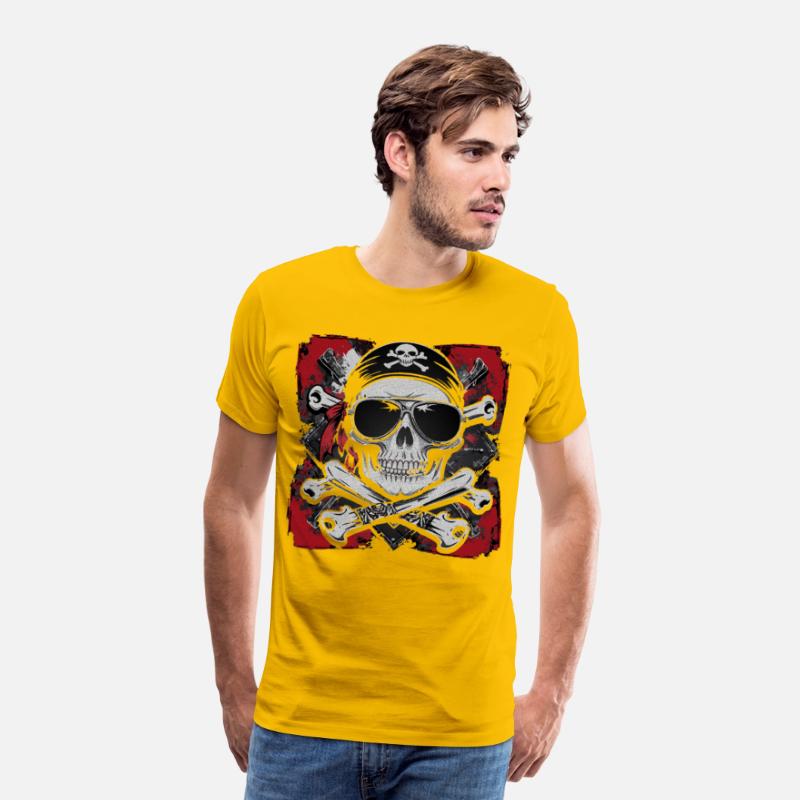 Skull Biker Pirate T-Shirt – Cool Skeleton bandana