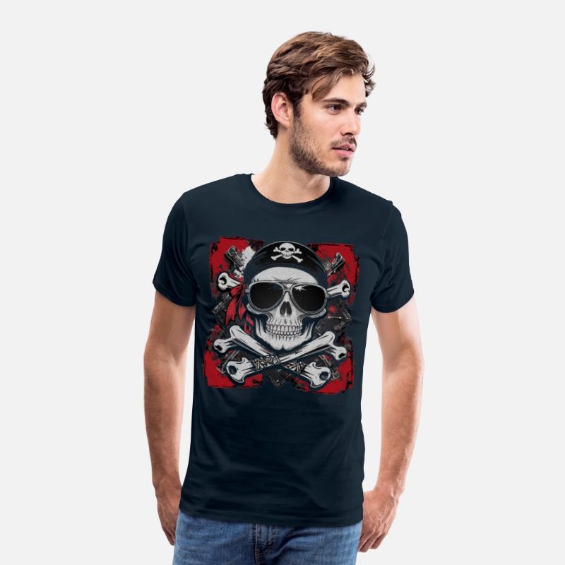 Skull Biker Pirate T-Shirt – Cool Skeleton bandana