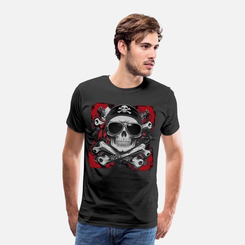 Skull Biker Pirate T-Shirt – Cool Skeleton bandana