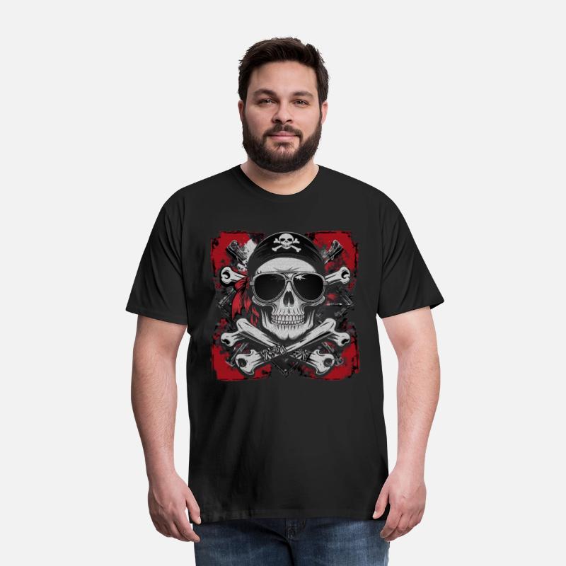 Skull Biker Pirate T-Shirt – Cool Skeleton bandana