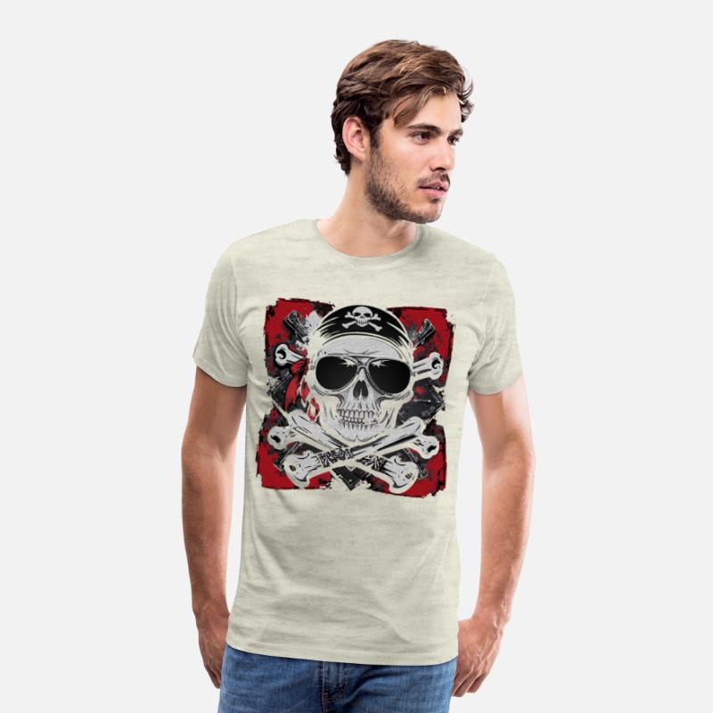 Skull Biker Pirate T-Shirt – Cool Skeleton bandana