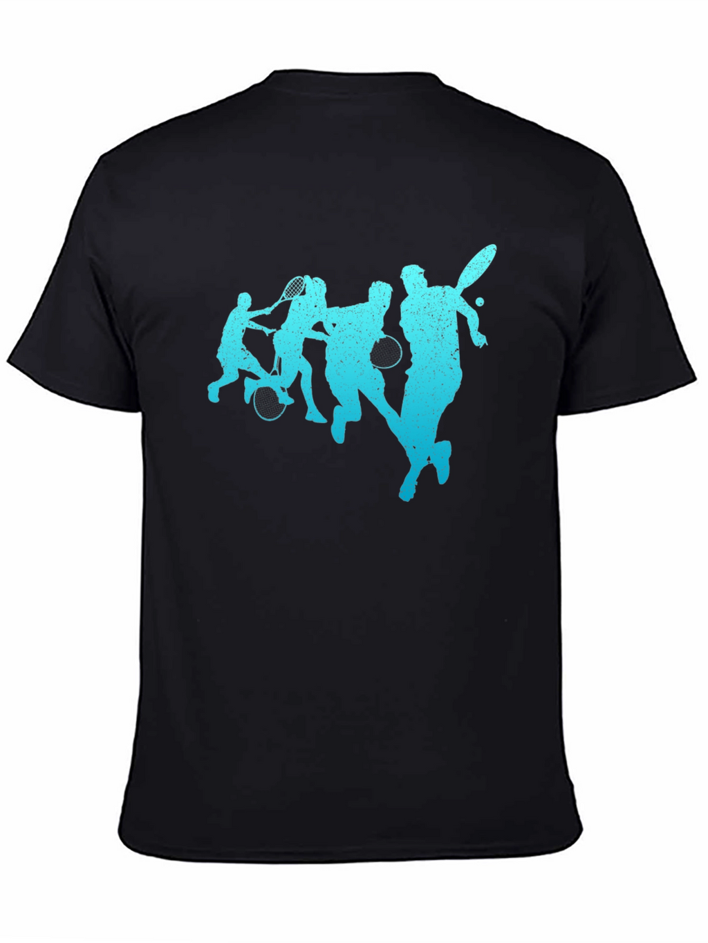 Mens Black Tennis Player Graphic T-Shirt