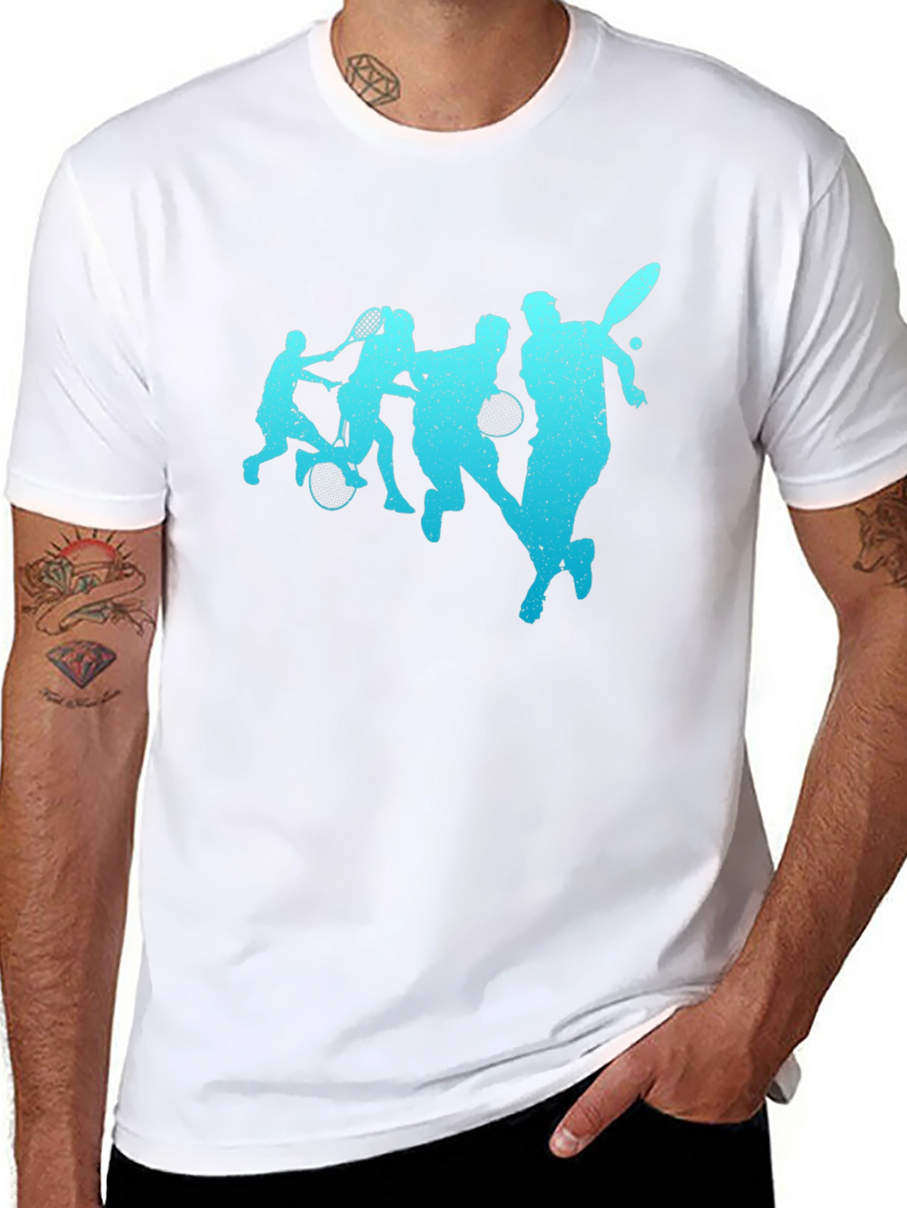 Mens Black Tennis Player Graphic T-Shirt