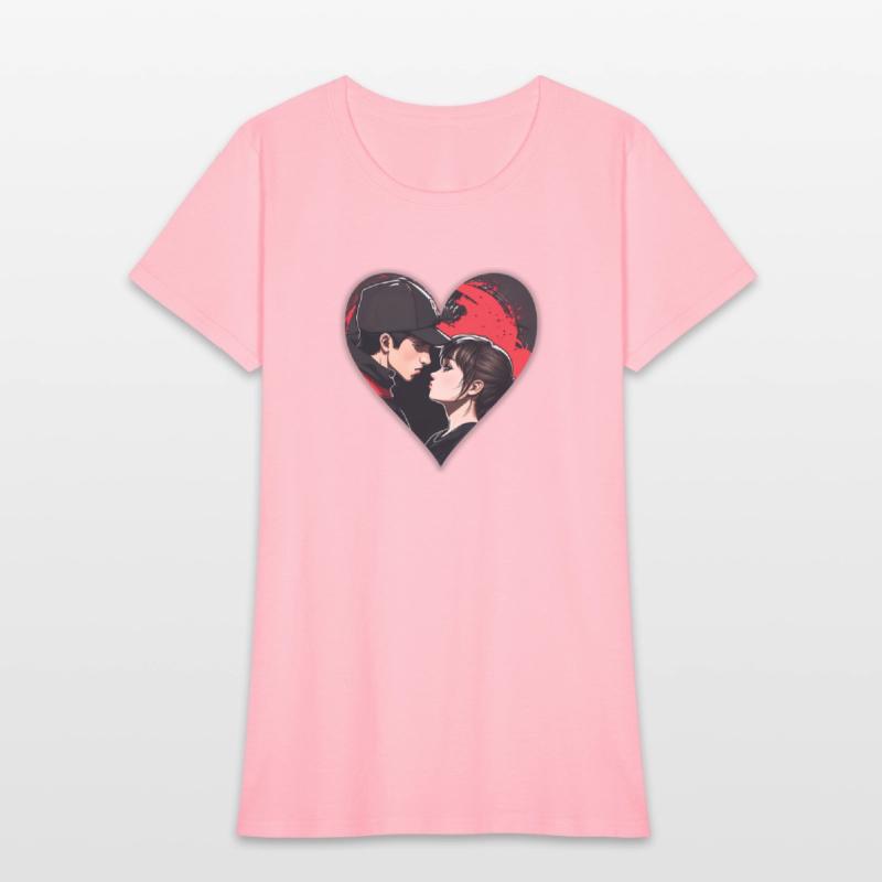 Street art: couple in love in the shape of a heart