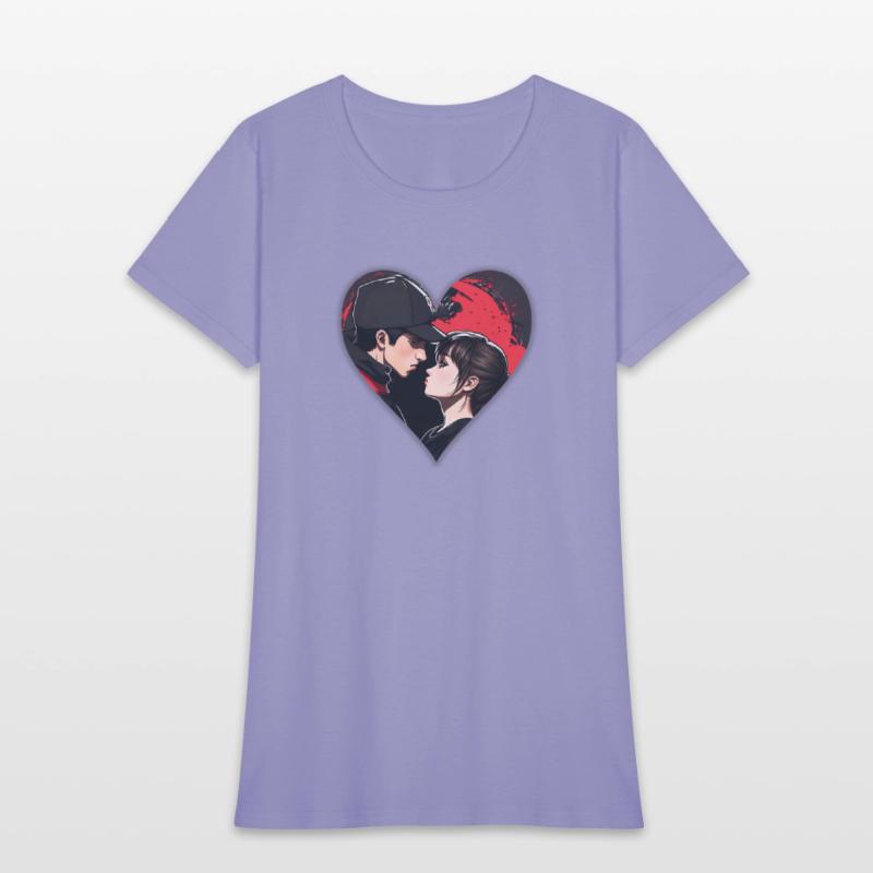 Street art: couple in love in the shape of a heart