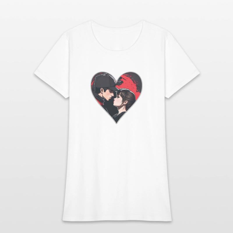 Street art: couple in love in the shape of a heart