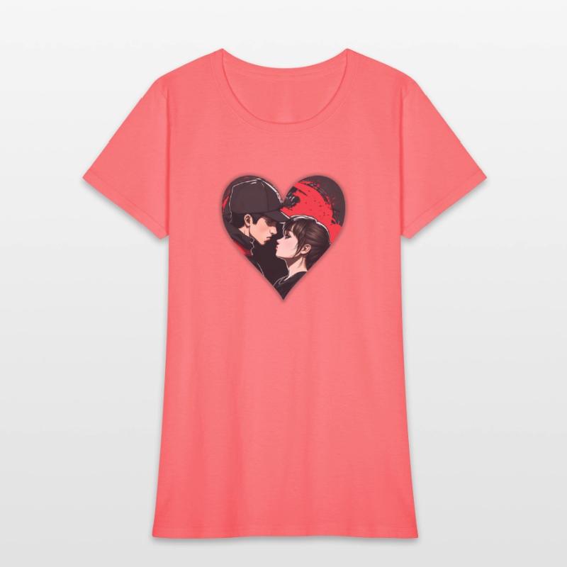 Street art: couple in love in the shape of a heart