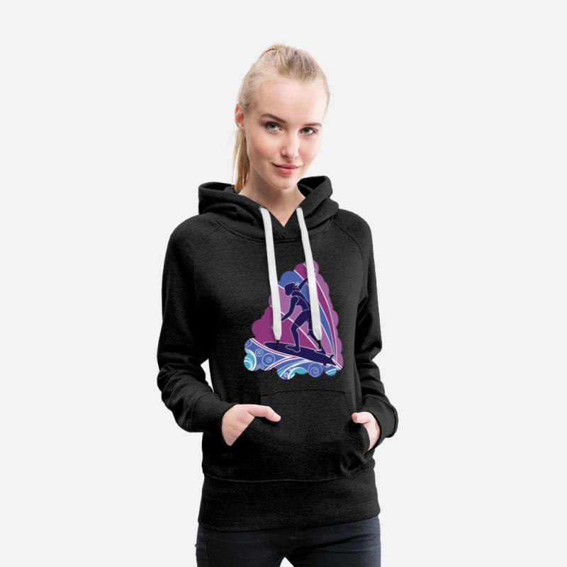 Surfing Girl with Vibrant Waves