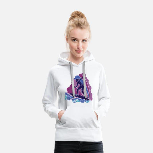 Surfing Girl with Vibrant Waves