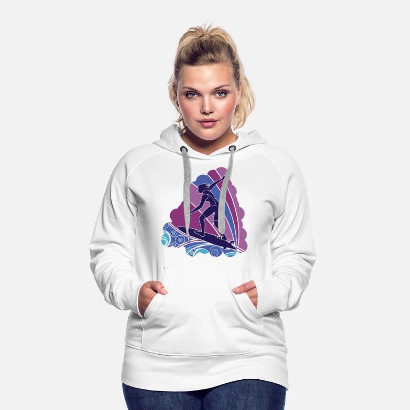 Surfing Girl with Vibrant Waves