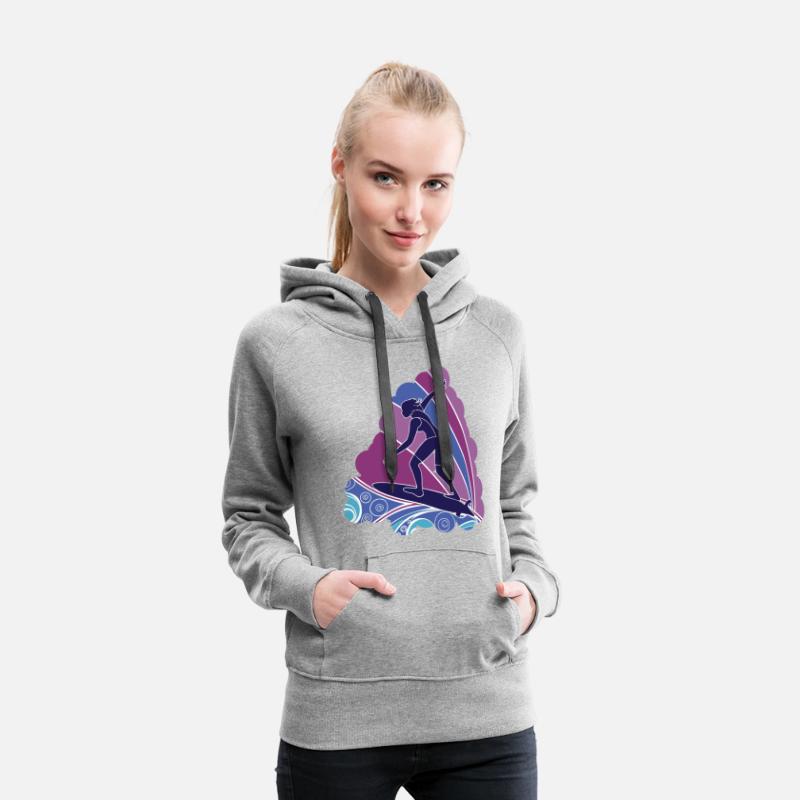 Surfing Girl with Vibrant Waves