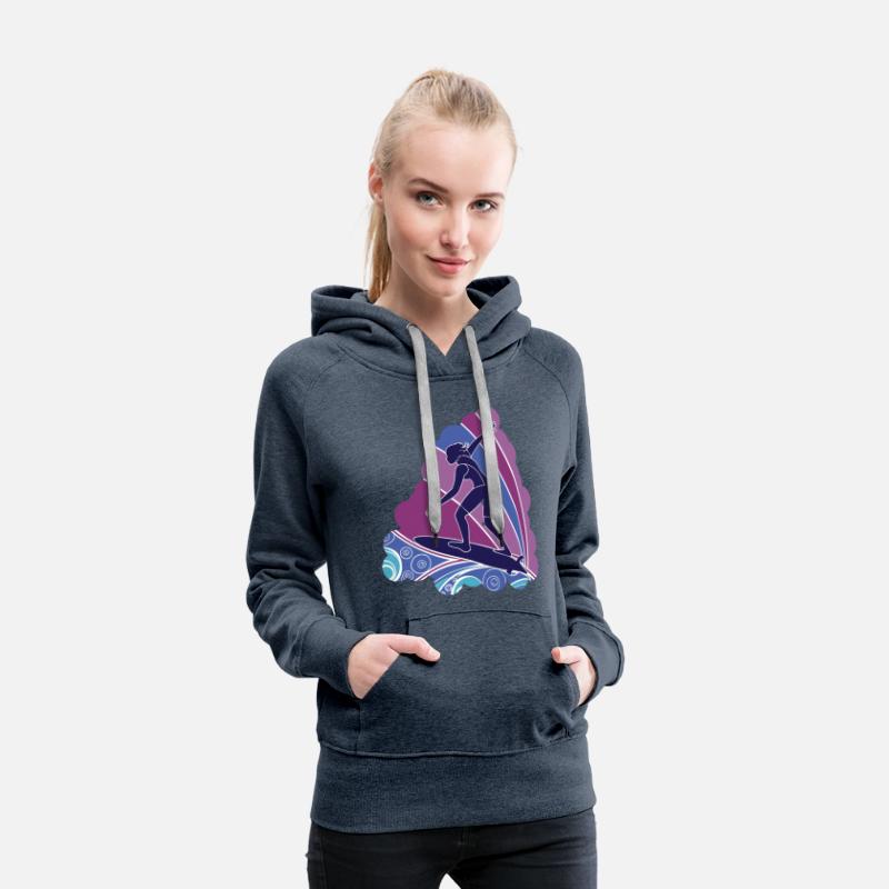 Surfing Girl with Vibrant Waves