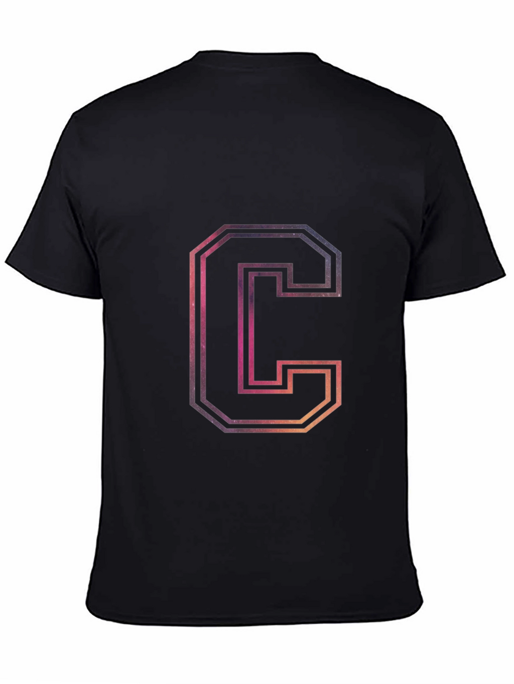 Letter C Galaxy Graphic Black T-Shirt