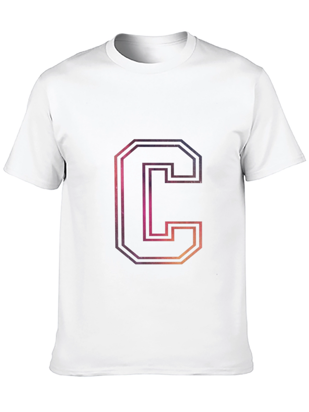 Letter C Galaxy Graphic Black T-Shirt