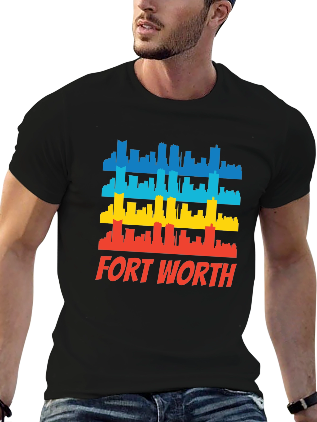 Fort Worth Skyline Graphic Tee - Retro Style