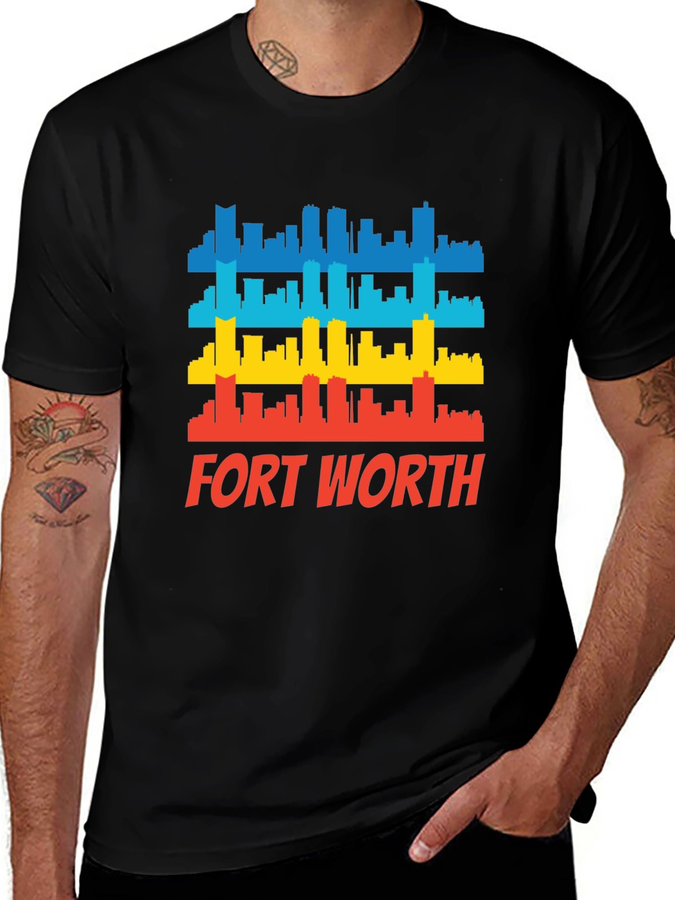 Fort Worth Skyline Graphic Tee - Retro Style