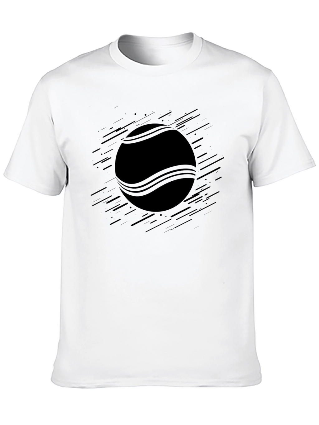 Mens Black Graphic Tee - Tennis Ball Design