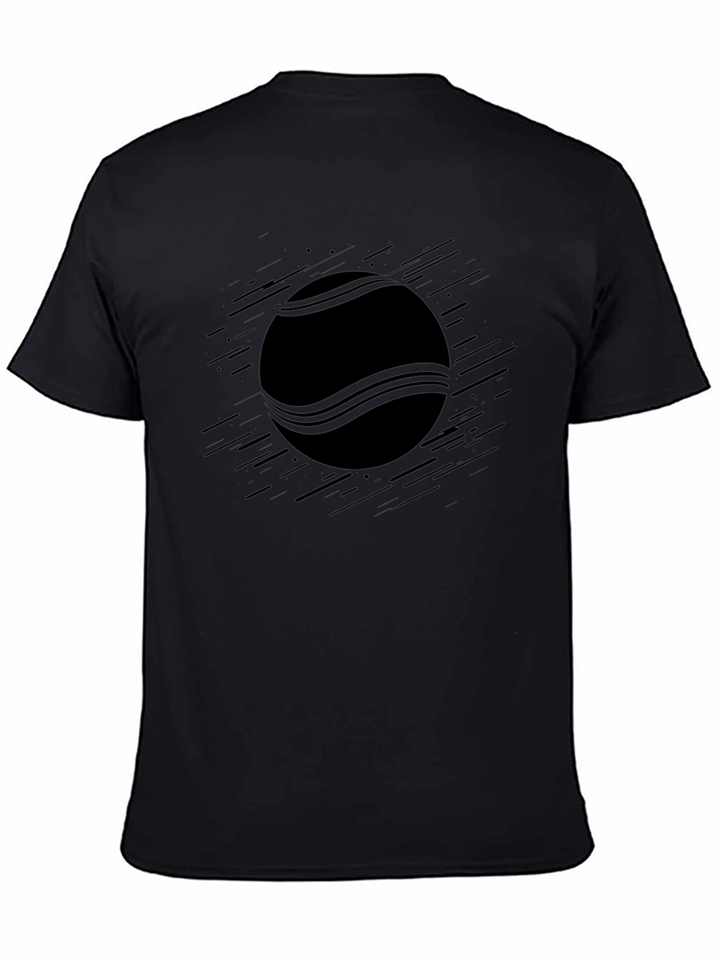 Mens Black Graphic Tee - Tennis Ball Design