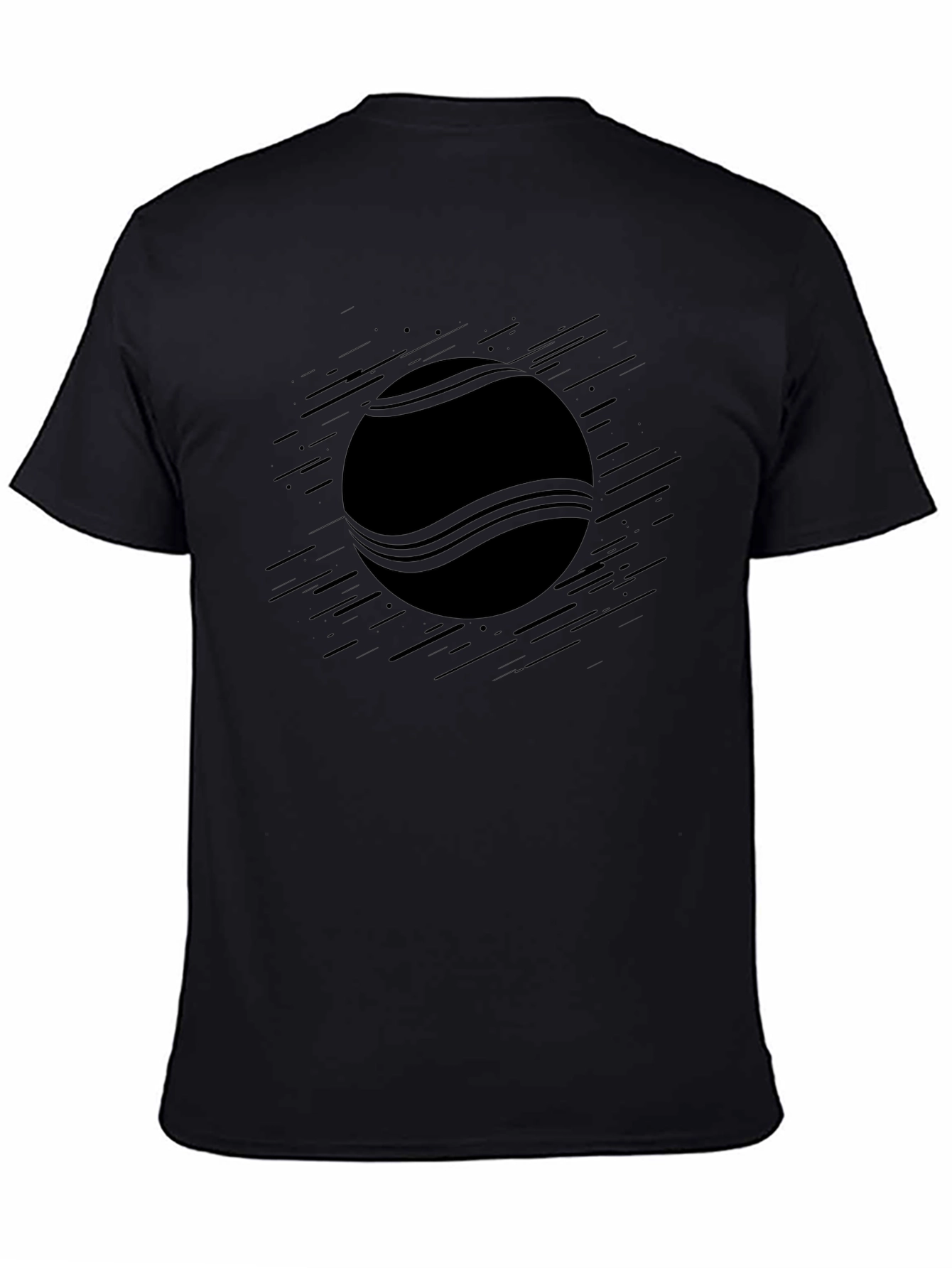 Mens Black Graphic Tee - Tennis Ball Design