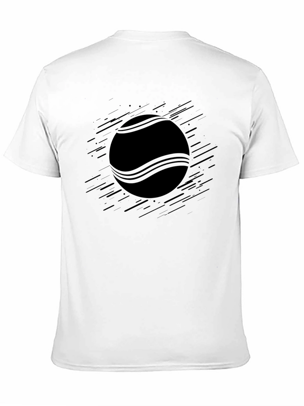 Mens Black Graphic Tee - Tennis Ball Design