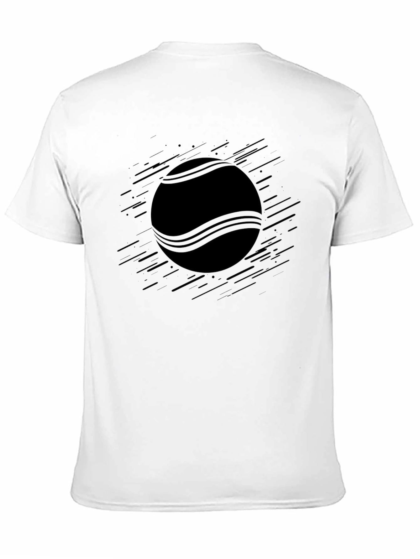 Mens Black Graphic Tee - Tennis Ball Design