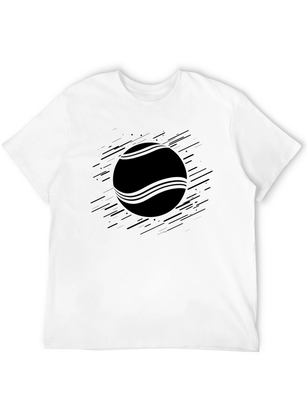 Mens Black Graphic Tee - Tennis Ball Design