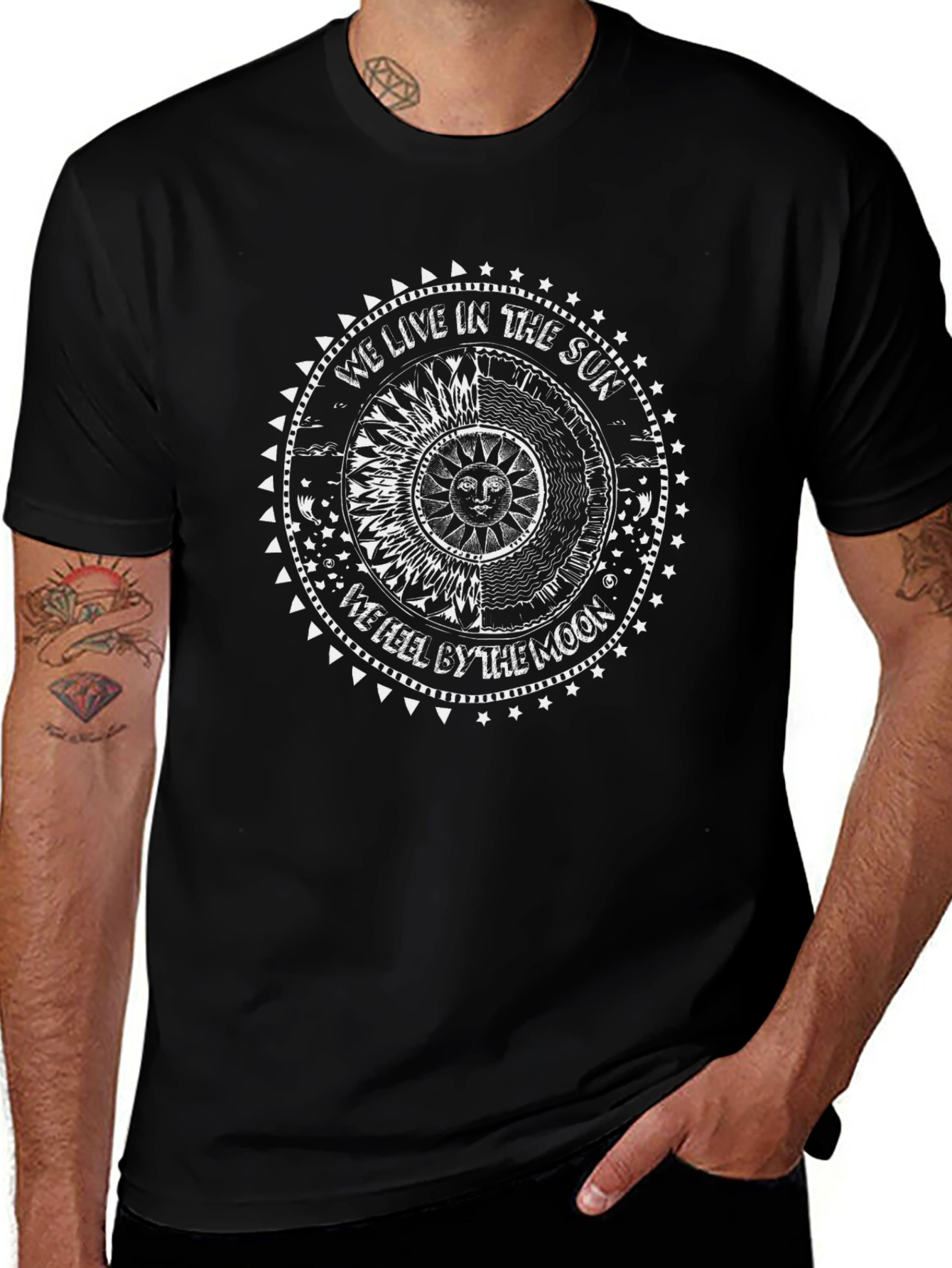 Sun & Moon Graphic Tee - Celestial Black T-Shirt