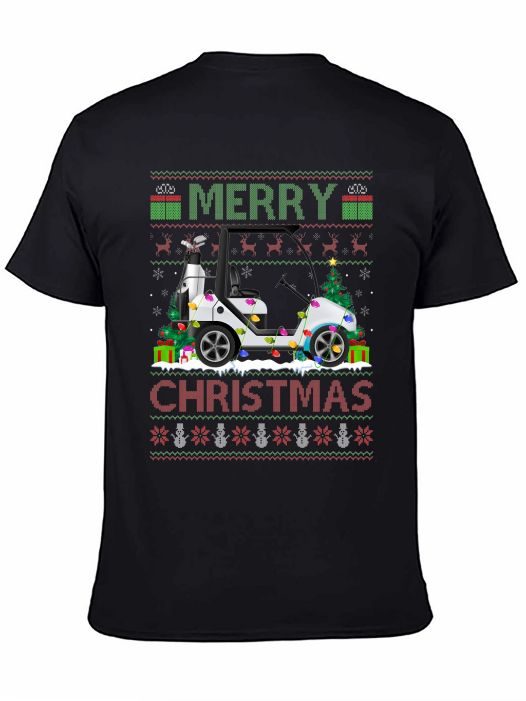 Merry Christmas Golf Cart Ugly Sweater T-Shirt