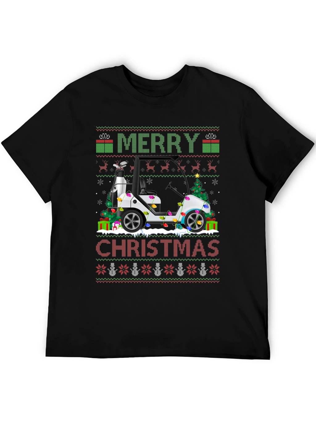 Merry Christmas Golf Cart Ugly Sweater T-Shirt