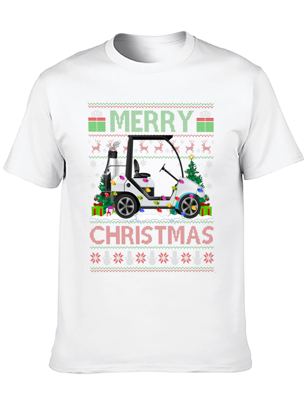 Merry Christmas Golf Cart Ugly Sweater T-Shirt